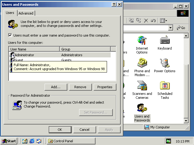 Windows 2000 User and Password Management (2000)